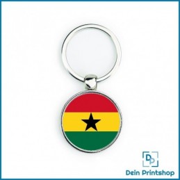 Runder Schlüsselanhänger aus Metall - Ø 33 mm - Flagge Ghana