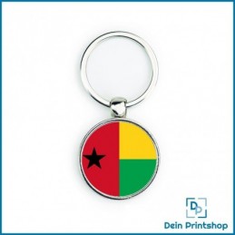 Runder Schlüsselanhänger aus Metall - Ø 33 mm - Flagge Guinea-Bissau