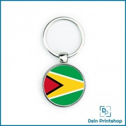 Runder Schlüsselanhänger aus Metall - Ø 33 mm - Flagge Guyana