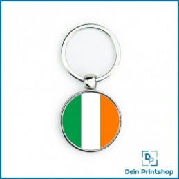 Runder Schlüsselanhänger aus Metall - Ø 33 mm - Flagge Irland