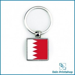 Quadratischer Schlüsselanhänger aus Metall - 25 x 25 mm - Flagge Bahrain