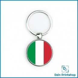 Runder Schlüsselanhänger aus Metall - Ø 33 mm - Flagge Italien