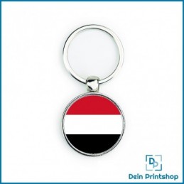 Runder Schlüsselanhänger aus Metall - Ø 33 mm - Flagge Jemen