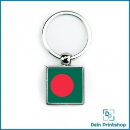 Quadratischer Schlüsselanhänger aus Metall - 25 x 25 mm - Flagge Bangladesch