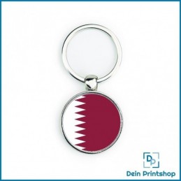 Runder Schlüsselanhänger aus Metall - Ø 33 mm - Flagge Katar