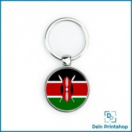 Runder Schlüsselanhänger aus Metall - Ø 33 mm - Flagge Kenia