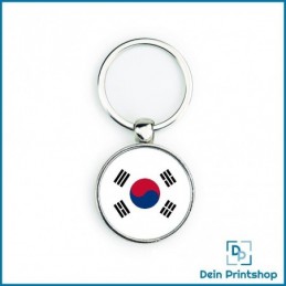 Runder Schlüsselanhänger aus Metall - Ø 33 mm - Flagge Südkorea