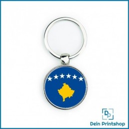 Runder Schlüsselanhänger aus Metall - Ø 33 mm - Flagge Kosovo
