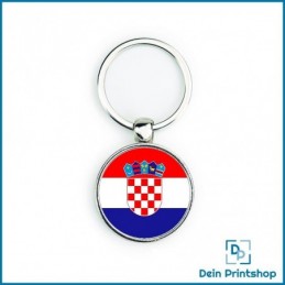 Runder Schlüsselanhänger aus Metall - Ø 33 mm - Flagge Kroatien