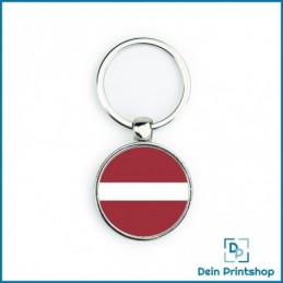 Runder Schlüsselanhänger aus Metall - Ø 33 mm - Flagge Lettland