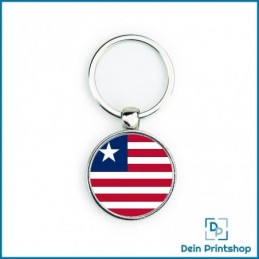 Runder Schlüsselanhänger aus Metall - Ø 33 mm - Flagge Liberia