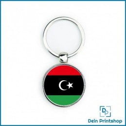 Runder Schlüsselanhänger aus Metall - Ø 33 mm - Flagge Libyen
