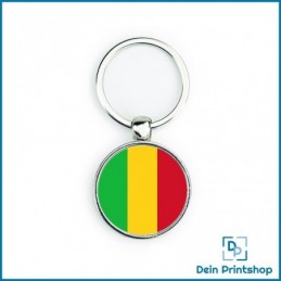 Runder Schlüsselanhänger aus Metall - Ø 33 mm - Flagge Mali