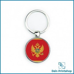 Runder Schlüsselanhänger aus Metall - Ø 33 mm - Flagge Montenegro