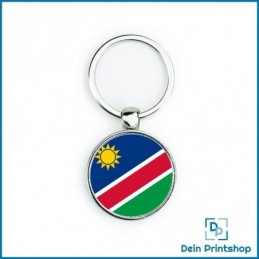 Runder Schlüsselanhänger aus Metall - Ø 33 mm - Flagge Namibia