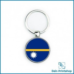 Runder Schlüsselanhänger aus Metall - Ø 33 mm - Flagge Nauru