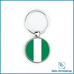 Runder Schlüsselanhänger aus Metall - Ø 33 mm - Flagge Nigeria