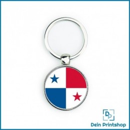 Runder Schlüsselanhänger aus Metall - Ø 33 mm - Flagge Panama