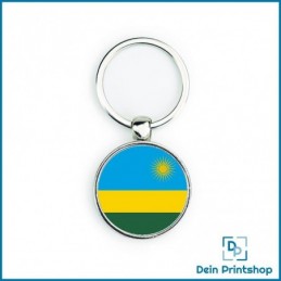 Runder Schlüsselanhänger aus Metall - Ø 33 mm - Flagge Ruanda