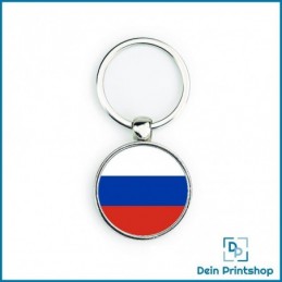 Runder Schlüsselanhänger aus Metall - Ø 33 mm - Flagge Russland