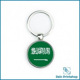 Runder Schlüsselanhänger aus Metall - Ø 33 mm - Flagge Saudi-Arabien