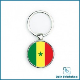 Runder Schlüsselanhänger aus Metall - Ø 33 mm - Flagge Senegal