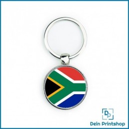 Runder Schlüsselanhänger aus Metall - Ø 33 mm - Flagge Südafrika