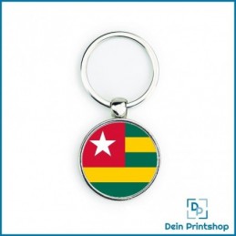 Runder Schlüsselanhänger aus Metall - Ø 33 mm - Flagge Togo