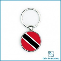 Runder Schlüsselanhänger aus Metall - Ø 33 mm - Flagge Trinidad und Tobago
