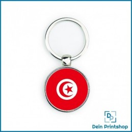 Runder Schlüsselanhänger aus Metall - Ø 33 mm - Flagge Tunesien