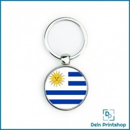 Runder Schlüsselanhänger aus Metall - Ø 33 mm - Flagge Uruguay