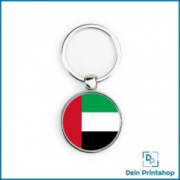 Runder Schlüsselanhänger aus Metall - Ø 33 mm - Flagge Vereinigte Arabische Emirate