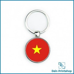 Runder Schlüsselanhänger aus Metall - Ø 33 mm - Flagge Vietnam