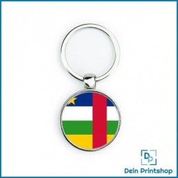 Runder Schlüsselanhänger aus Metall - Ø 33 mm - Flagge Zentralafrikanische Republik