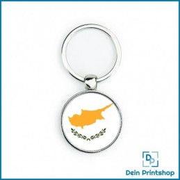Runder Schlüsselanhänger aus Metall - Ø 33 mm - Flagge Zypern