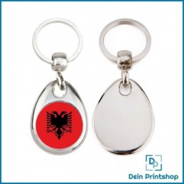 Runder Schlüsselanhänger aus Metall - Ø 25 mm - Flagge Albanien
