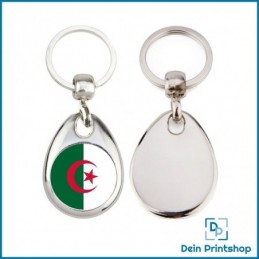 Runder Schlüsselanhänger aus Metall - Ø 25 mm - Flagge Algerien