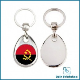 Runder Schlüsselanhänger aus Metall - Ø 25 mm - Flagge Angola