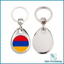 Runder Schlüsselanhänger aus Metall - Ø 25 mm - Flagge Armenien