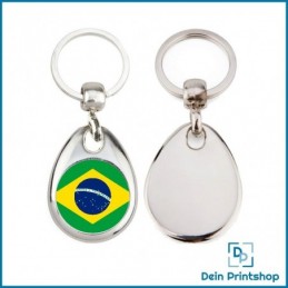 Runder Schlüsselanhänger aus Metall - Ø 25 mm - Flagge Brasilien