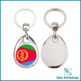Runder Schlüsselanhänger aus Metall - Ø 25 mm - Flagge Eritrea