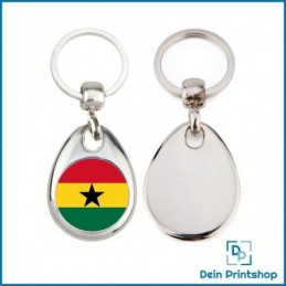Runder Schlüsselanhänger aus Metall - Ø 25 mm - Flagge Ghana