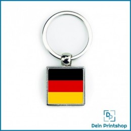 Quadratischer Schlüsselanhänger aus Metall - 25 x 25 mm - Flagge Deutschland