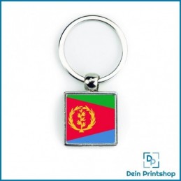 Quadratischer Schlüsselanhänger aus Metall - 25 x 25 mm - Flagge Eritrea