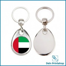Runder Schlüsselanhänger aus Metall - Ø 25 mm - Flagge Vereinigte Arabische Emirate