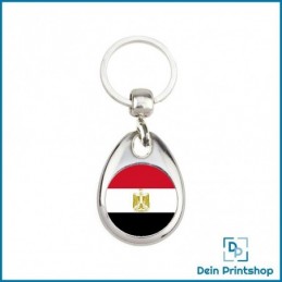 Runder Schlüsselanhänger aus Metall - Ø 25 mm - Flagge Aegypten