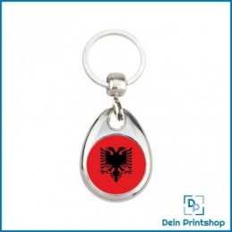 Runder Schlüsselanhänger aus Metall - Ø 25 mm - Flagge Albanien