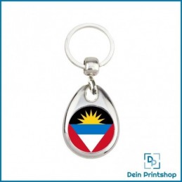 Runder Schlüsselanhänger aus Metall - Ø 25 mm - Flagge Antigua und Barbuda