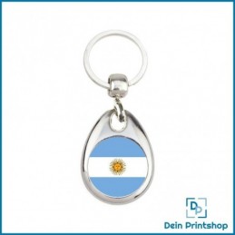 Runder Schlüsselanhänger aus Metall - Ø 25 mm - Flagge Argentinien