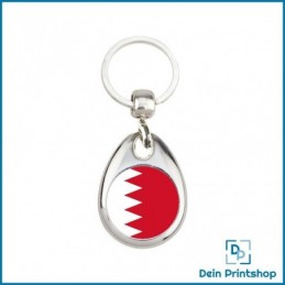 Runder Schlüsselanhänger aus Metall - Ø 25 mm - Flagge Bahrain